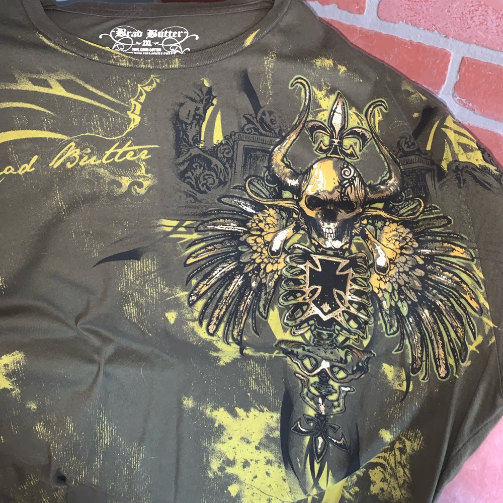 Brad Butter Affliction Olive Graphic Tee